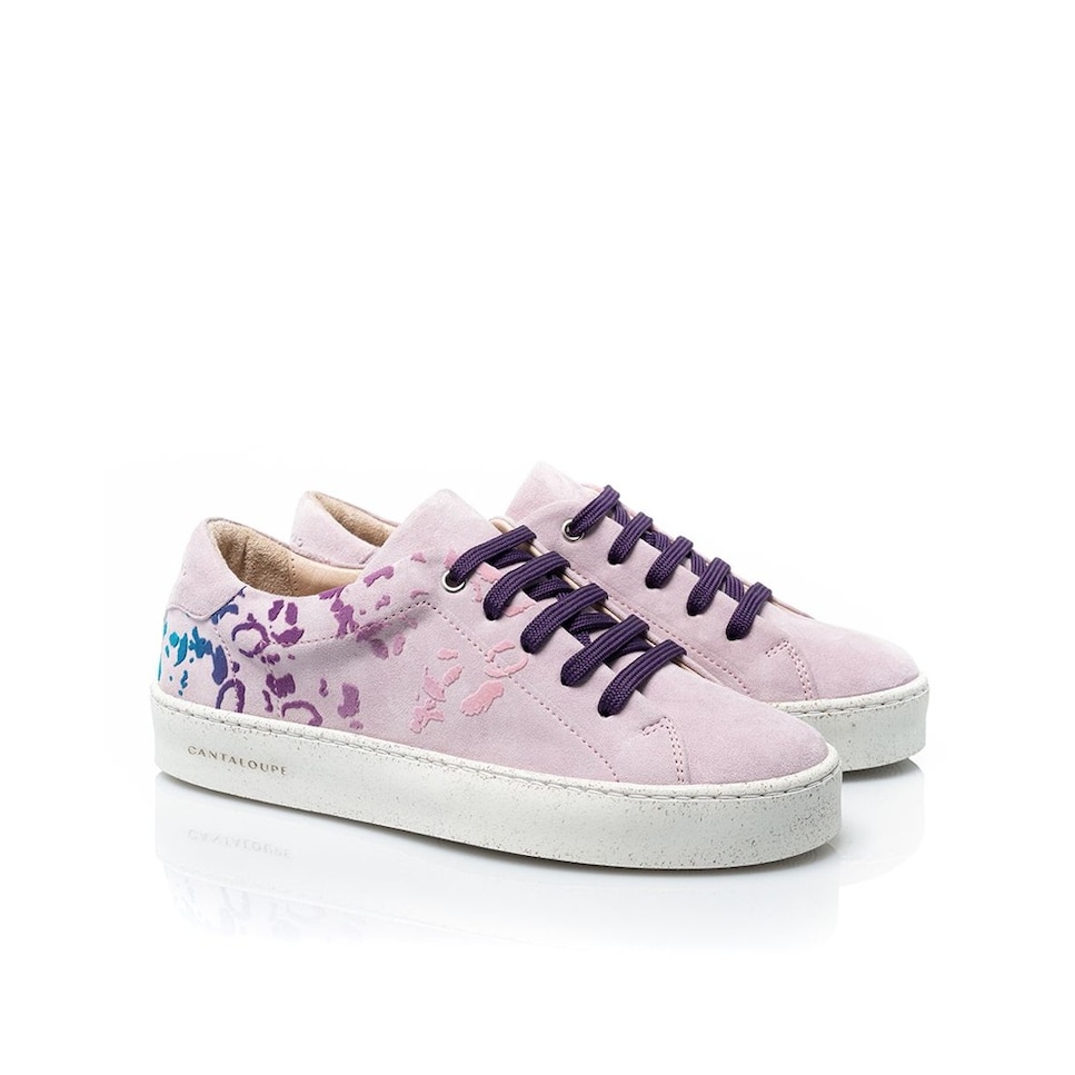 Sneaker de mulher Cantaloupe em camurça lilás com estampado leopardo Lilás-4