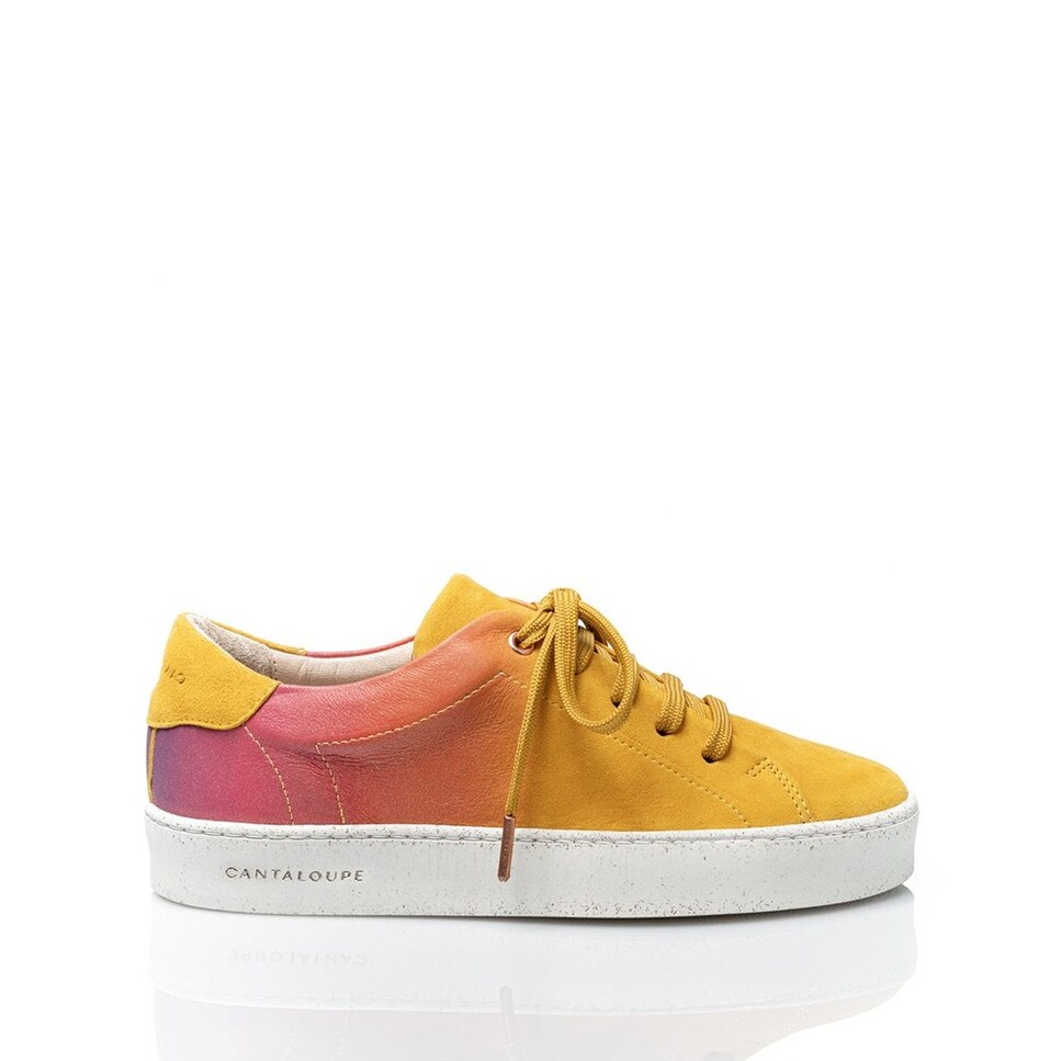 Sneaker de mulher Cantaloupe em camurça amarela com estampado em degradê Amarelo-1