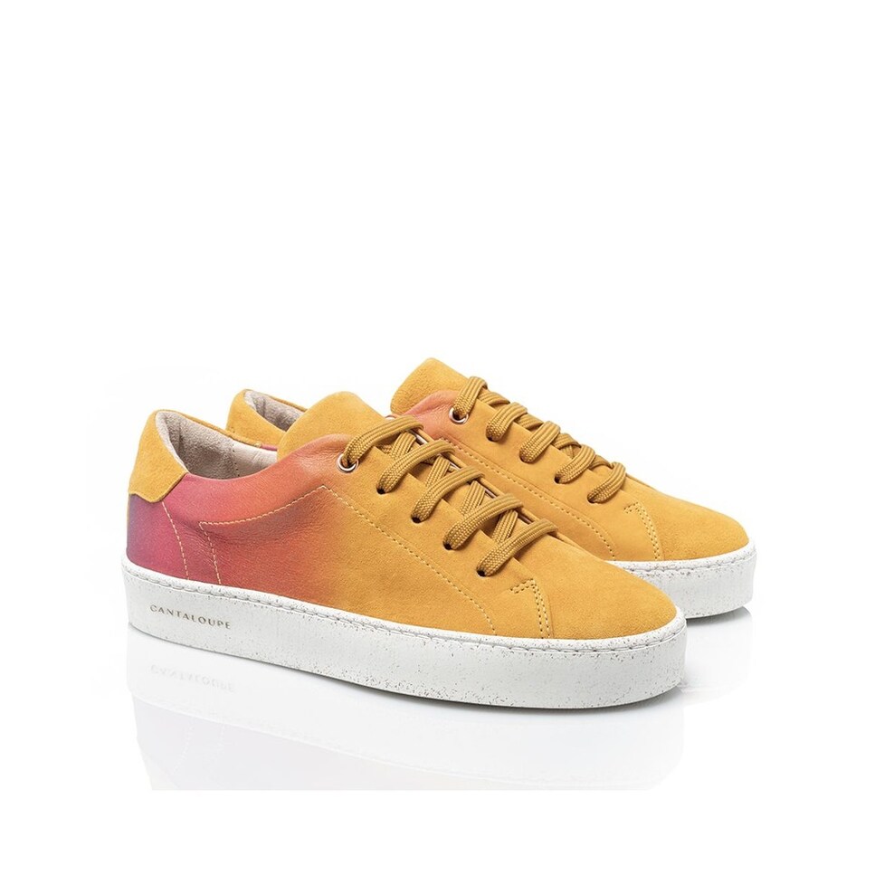 Sneaker de mulher Cantaloupe em camurça amarela com estampado em degradê Amarelo-2