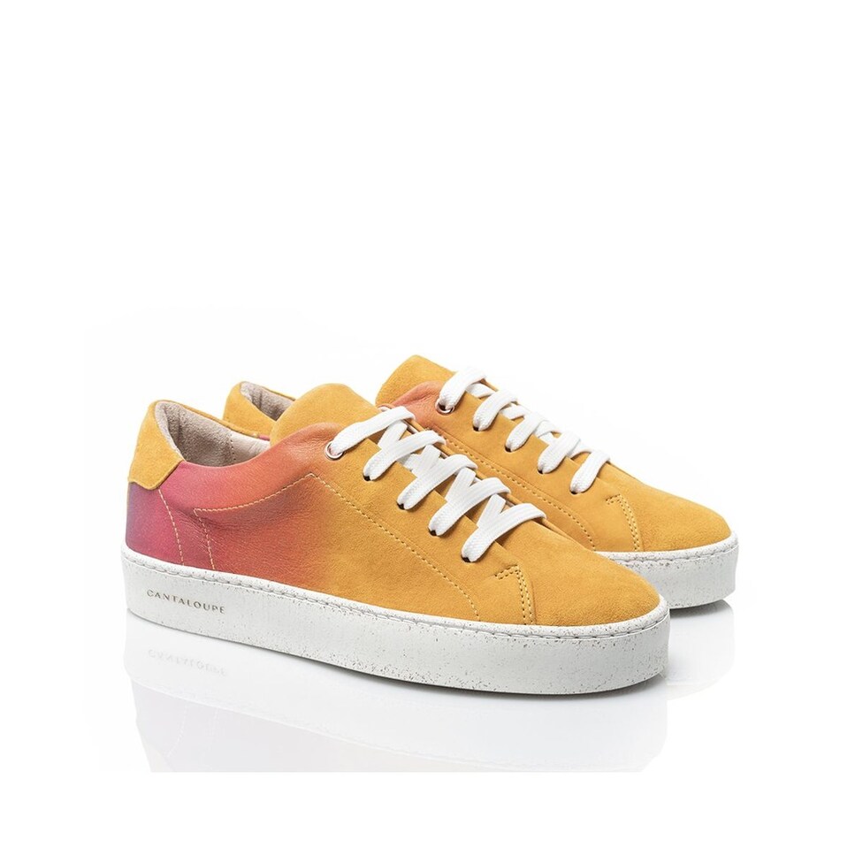 Sneaker de mulher Cantaloupe em camurça amarela com estampado em degradê Amarelo-4