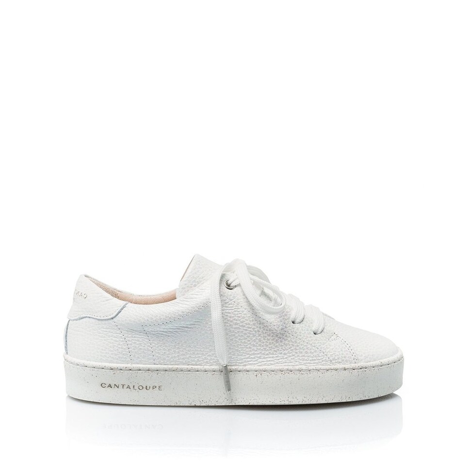 Sneaker de mulher Cantaloupe em pele branca texturizada com estampado iridiscente Branco-1