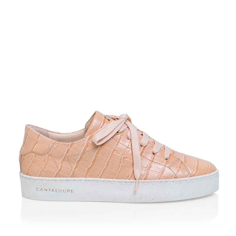 Sneaker de mulher Cantaloupe em pele rosa nude texturizada Rosa Nude-1