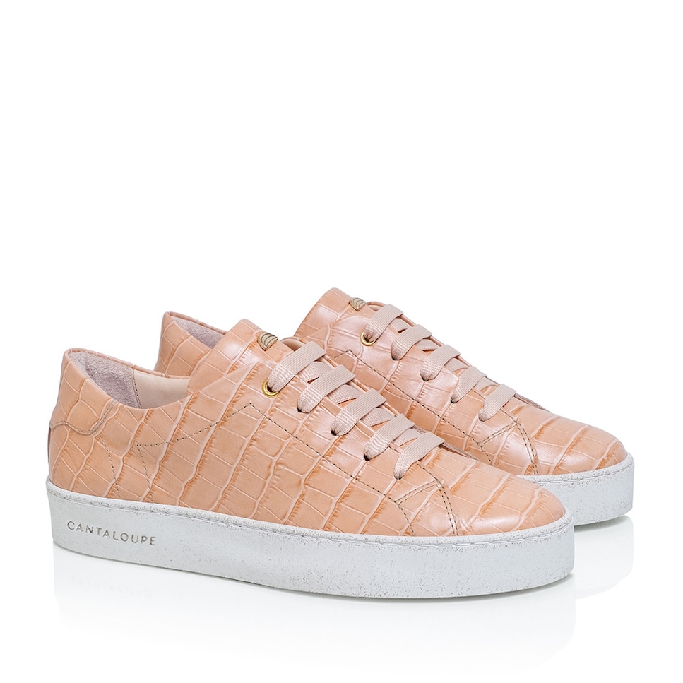 Sneaker de mulher Cantaloupe em pele rosa nude texturizada Rosa Nude-2