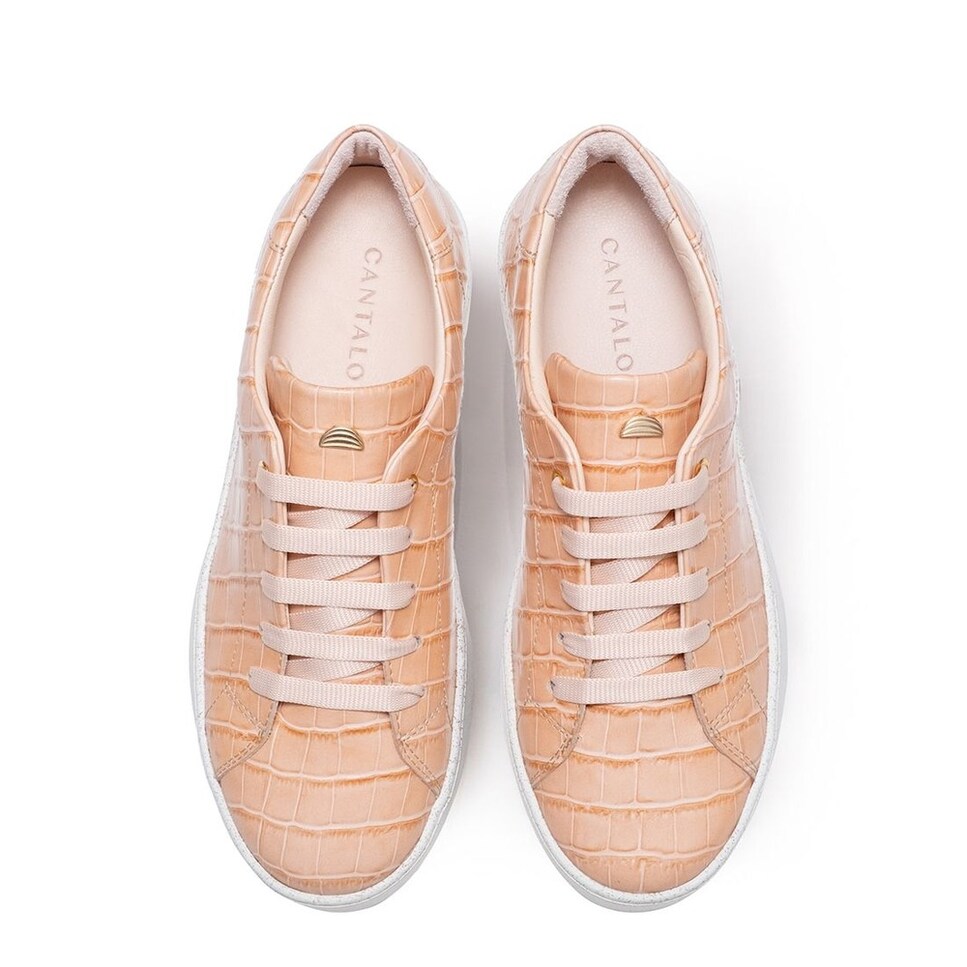 Sneaker de mulher Cantaloupe em pele rosa nude texturizada Rosa Nude-3