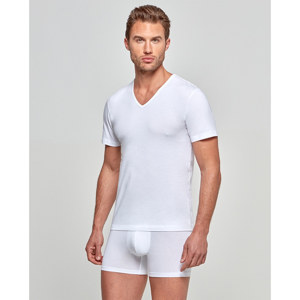 Imagen 0 de Camiseta interior de hombre de manga corta de algodón orgánico Blanco