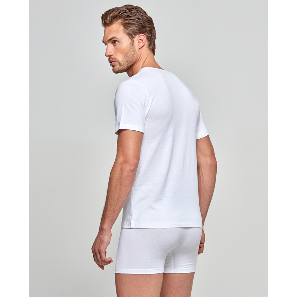 Camiseta interior de hombre de manga corta de algodón orgánico - Impetus - Blanco Blanco-2