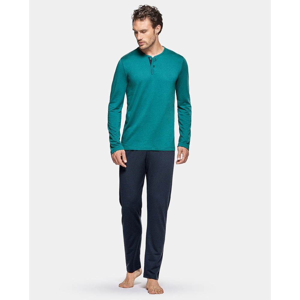 Imagen 0 de Pijama de hombre largo con estampados Verde