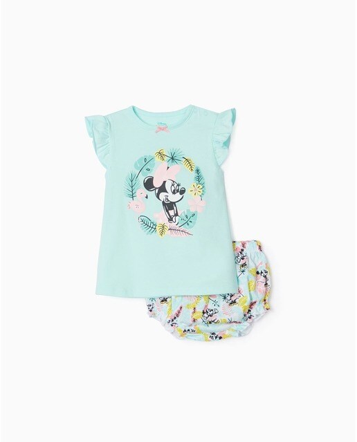 Pijama de bebé niña en color azul claro con estampado Minnie · Zippy · El  Corte Inglés