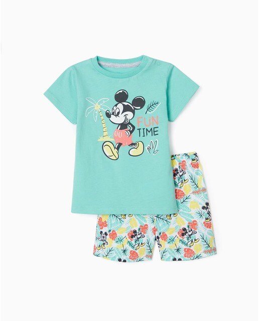Pijama de bebé niño en color verde agua con estampado de Mickey · Zippy · El  Corte Inglés