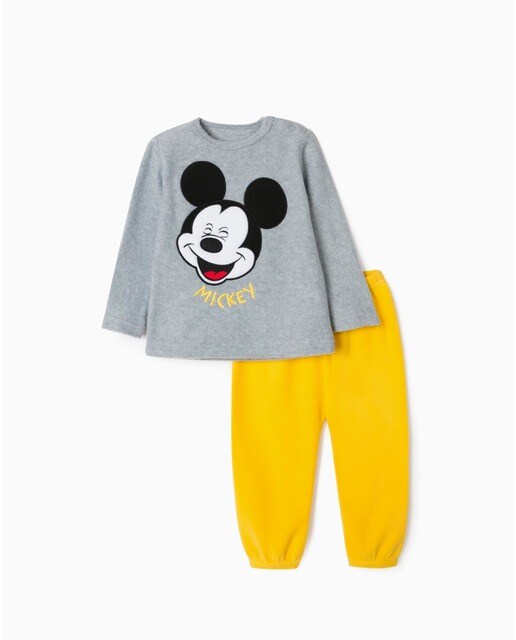 Pijama de bebé niño en color gris y amarillo con estampado de Mickey ·  Zippy · El Corte Inglés