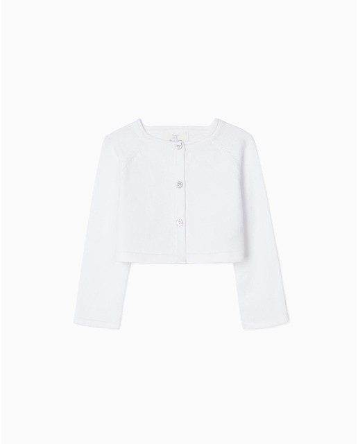 Chaqueta de bebé niña estilo bolero en color blanco con cuello redondo ·  Zippy · El Corte Inglés