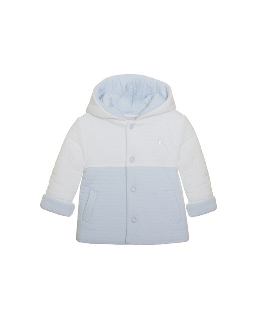 Abrigo de bebé niño bicolor con capucha en color blanco y azul claro ·  Patachou · El Corte Inglés