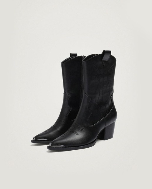 Botas de mujer estilo cowboy con bordados en negro · Parfois · El Corte  Inglés