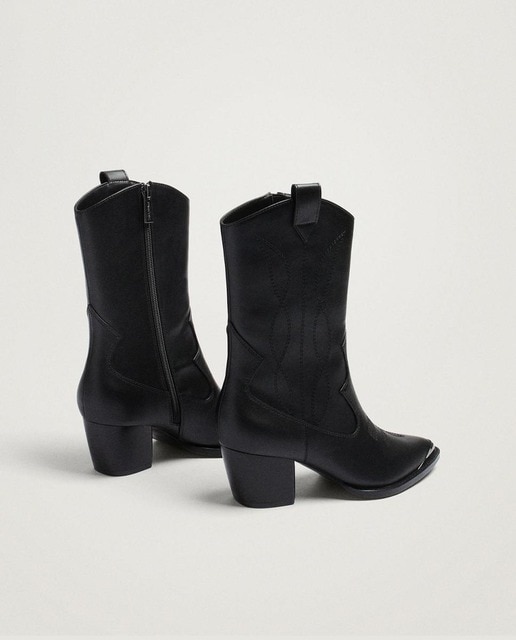 Botas de mujer estilo cowboy con bordados en negro · Parfois · El Corte  Inglés