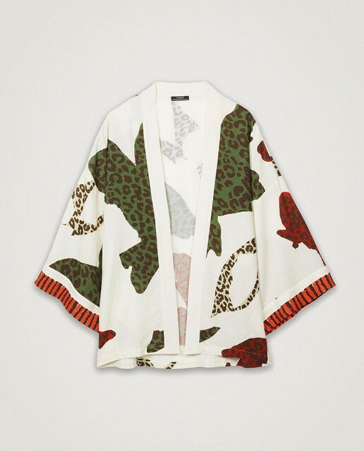 Kimono de mujer de manga francesa con estampado de animal print · Parfois ·  El Corte Inglés