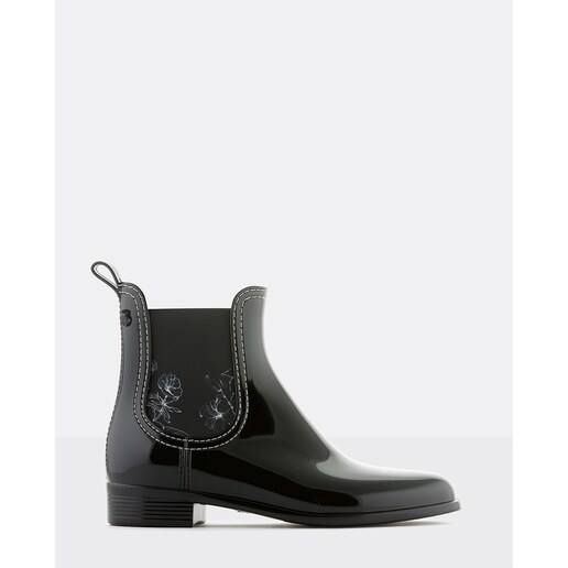 Imagem 0 de Botins de borracha pretas femininos de chuva vegan Dalis 01