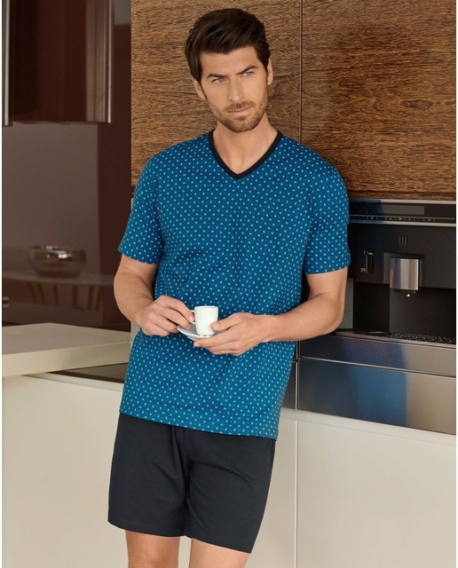 Pijama corto de hombre de punto en color azul · Impetus · El Corte Inglés