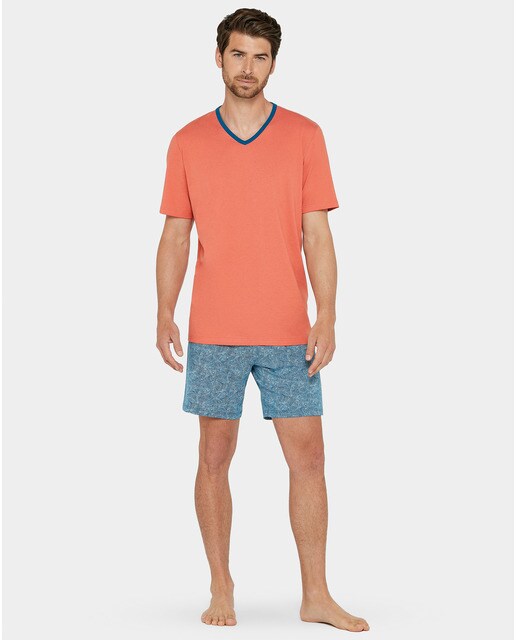 Pijama corto de hombre de punto en tonos naranja · Impetus · El Corte Inglés