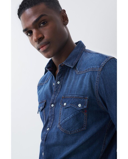 Camisa de hombre slim lisa en azul · Salsa · El Corte Inglés