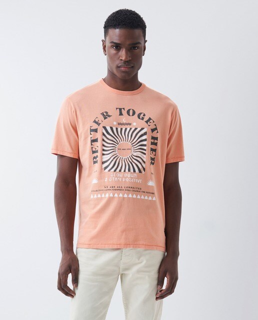 Camiseta de hombre en color naranja de manga corta · Salsa · El Corte Inglés