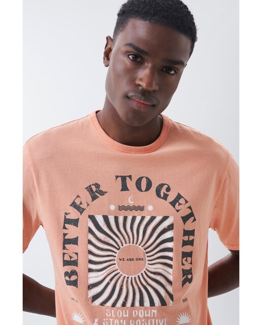 Camiseta de hombre en color naranja de manga corta · Salsa · El Corte Inglés