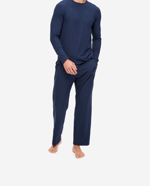 Pantalón de pijama de hombre Basel largo de punto en color azul marino · Derek  Rose · El Corte Inglés