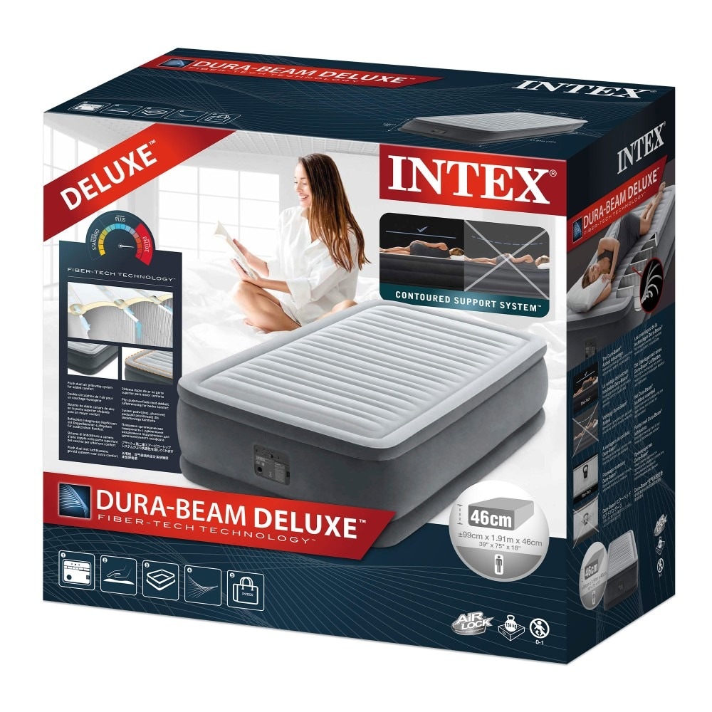 Colchón hinchable Intex individual Talla S Dura-Beam Deluxe Comfort-Plush Elevated - Gris Gris-3
