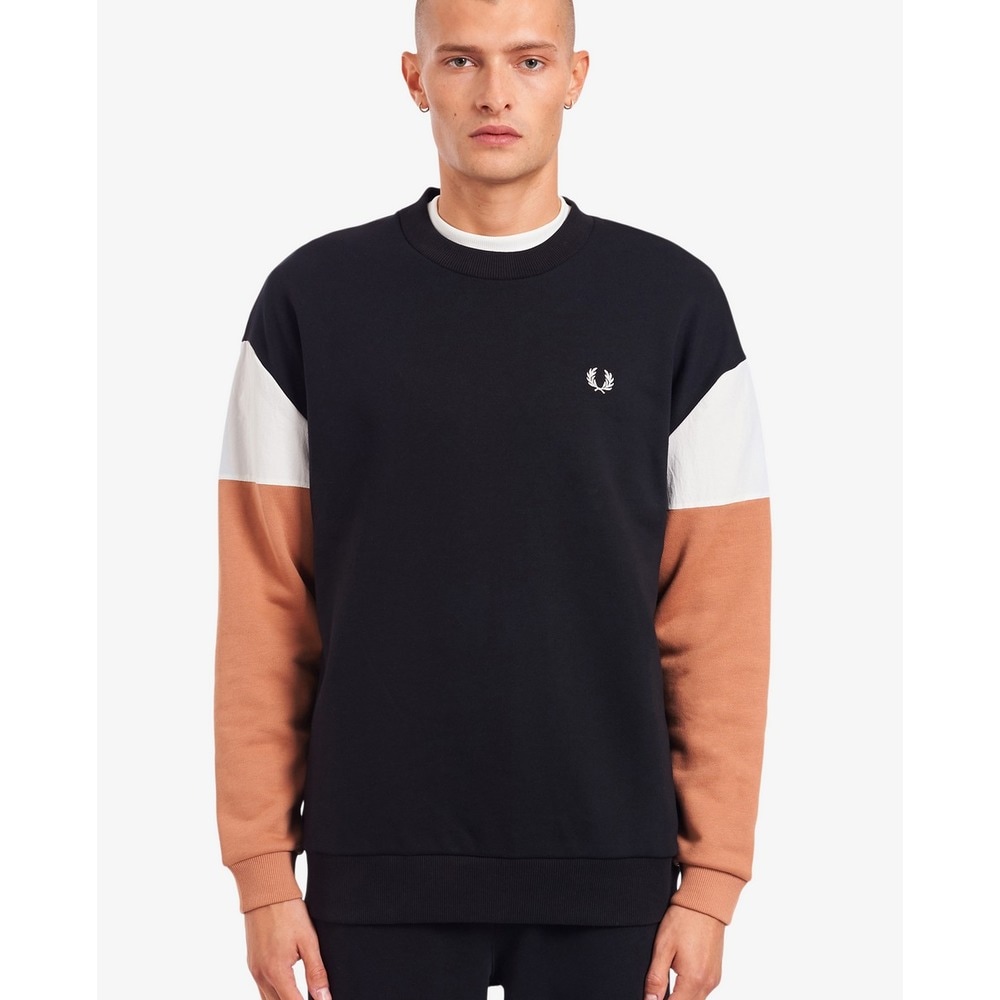 Sweatshirt com blocos de cor nas mangas Preto-1