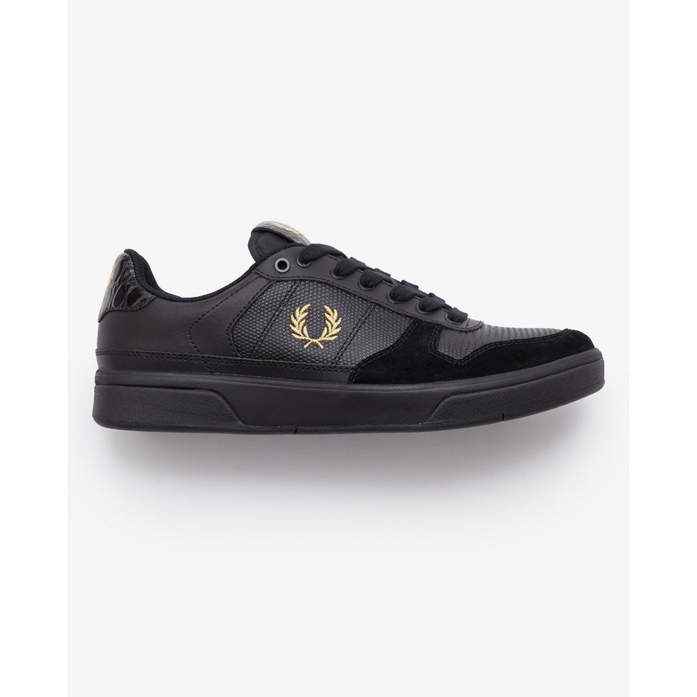 Sapatilha preta Fred Perry em pele com relevo Preto-1