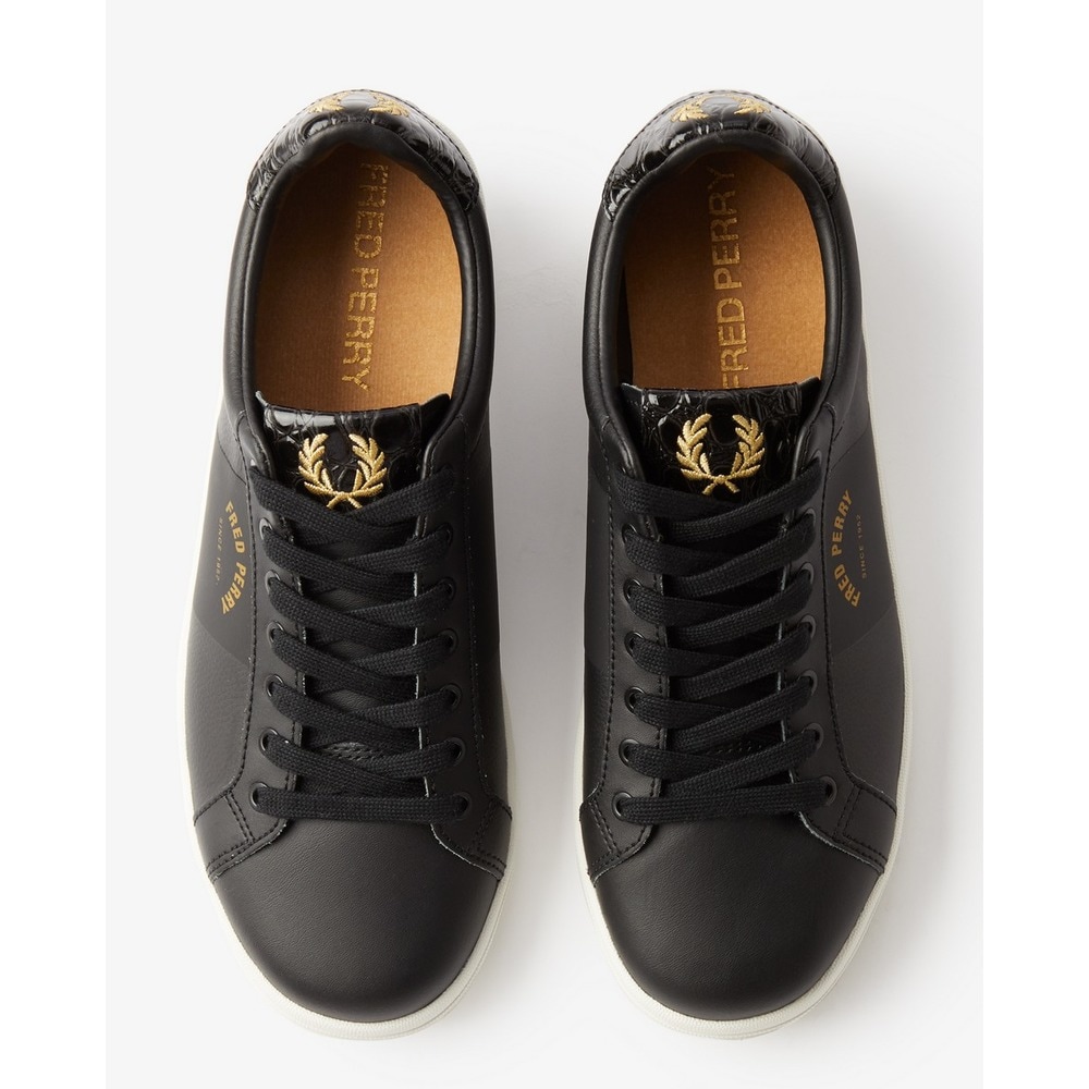 Sapatilha preta Fred Perry em pele com relevo Preto-2