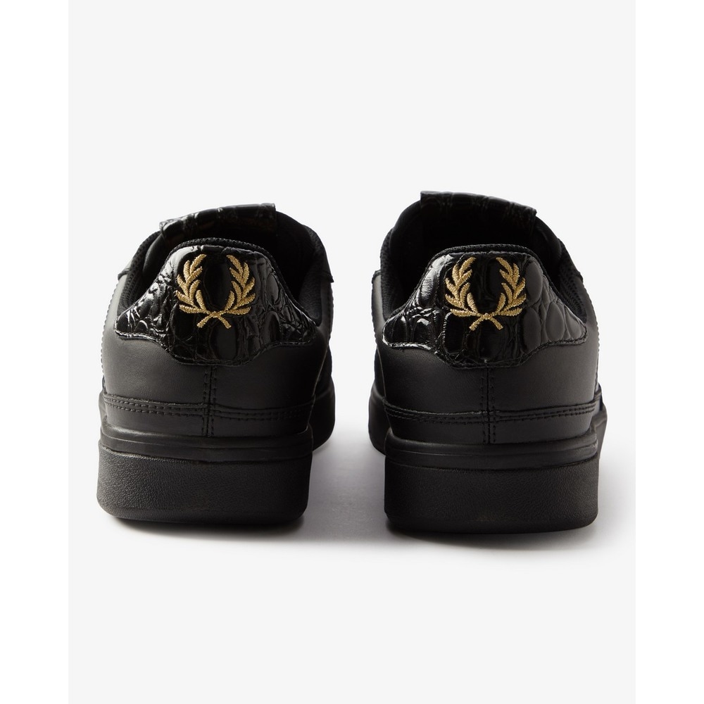 Sapatilha preta Fred Perry em pele com relevo Preto-5