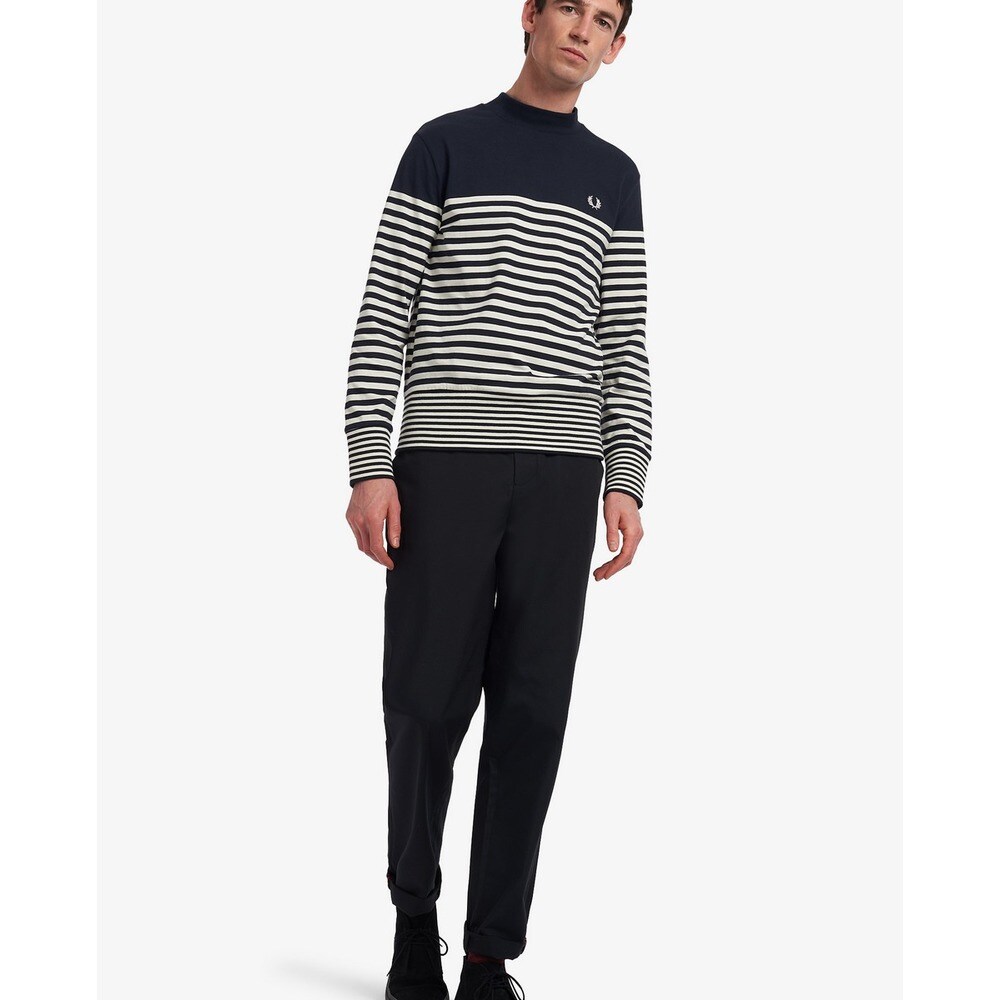 Camisola às riscas com gola alta Marinho-4
