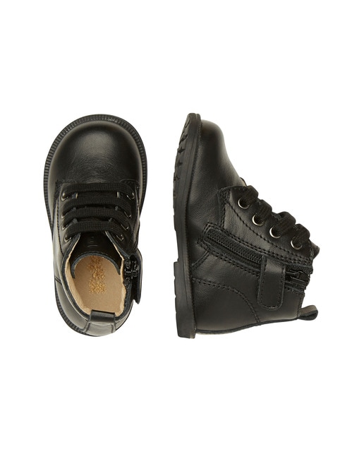 Botas de bebé niña de piel color negro con cremallera y cordones · Falcotto  · El Corte Inglés