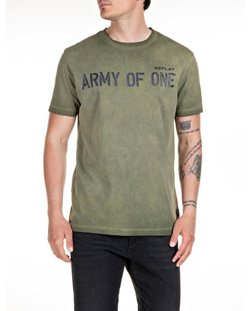 Camiseta de hombre de manga corta en verde · Replay · El Corte Inglés