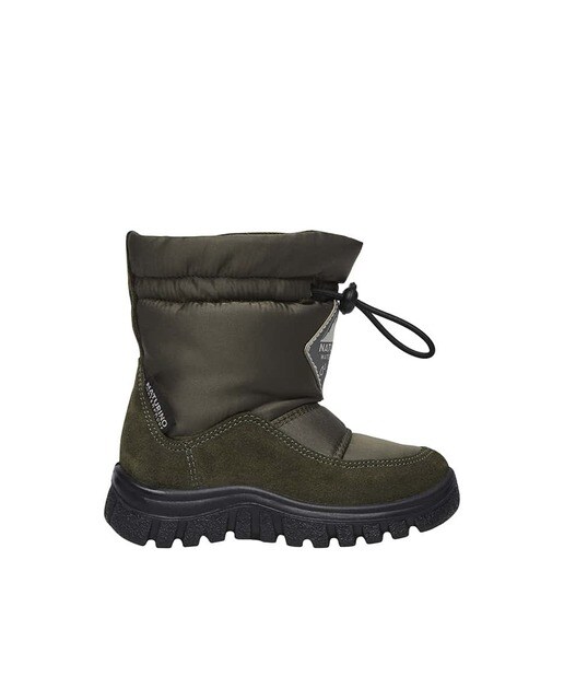 Botas de niños estilo aprés-ski de piel y tejido técnico color verde oscuro  · Naturino · El Corte Inglés