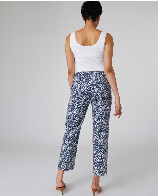 Pantalón recto de mujer talla grande estampado de popelina elástica · Elena  Miró · El Corte Inglés