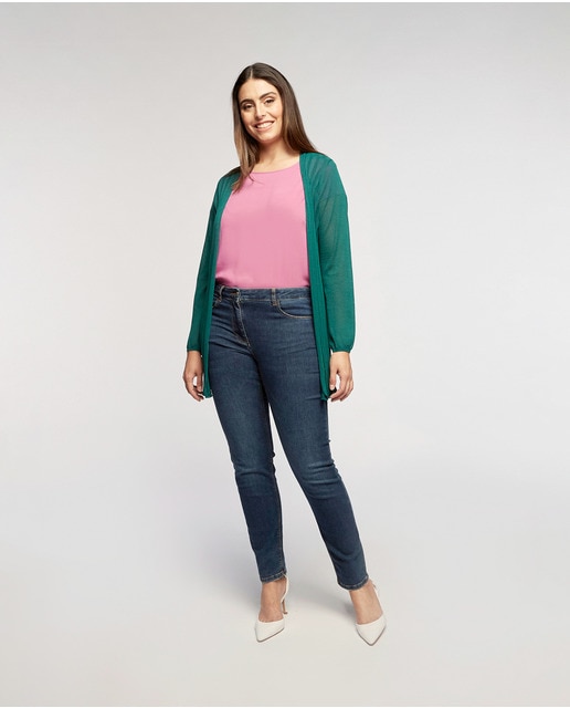 Cárdigan de mujer talla grande de canalé abierto por delante · Fiorella  Rubino · El Corte Inglés