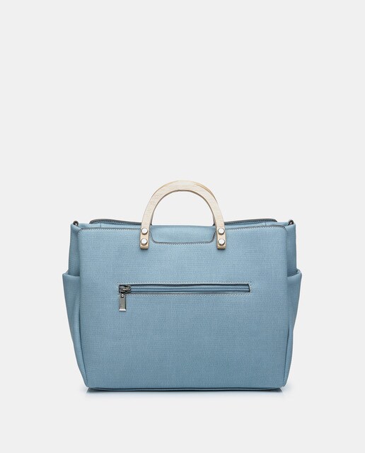 Bolso de mano Abbacino color azul claro con asa de madera · Abbacino · El  Corte Inglés