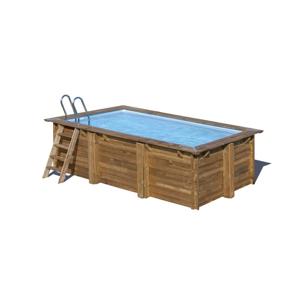 Piscina de madera rectangular de 618 x 320 x 130 cm con filtro de arena Gre Marrón-1