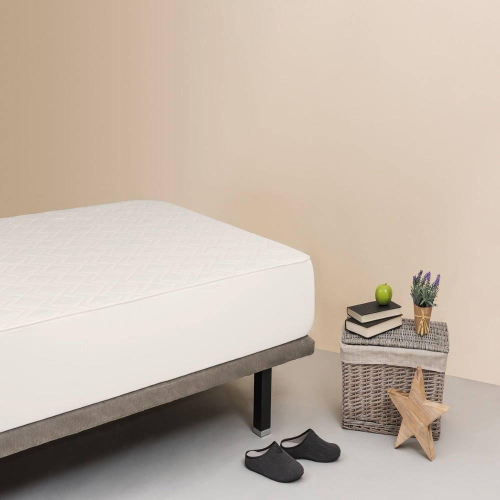 Imagen 4 de Protector acolchado de colchón Top wool Velfont - Blanco Cama 180 x 200 cm Blanco