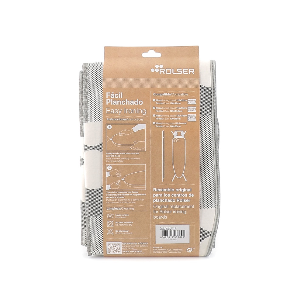 Imagen 1 de Funda tabla de planchar Muleton 125 x 44 Rolser - Gris Gris
