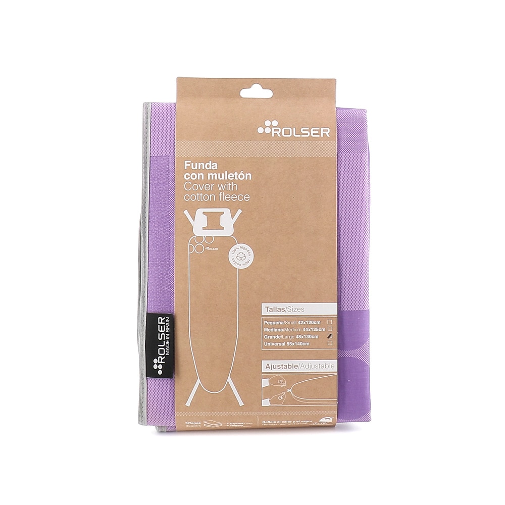 Funda tabla de planchar Muleton 130 x 48 Rolser - Malva Malva-1
