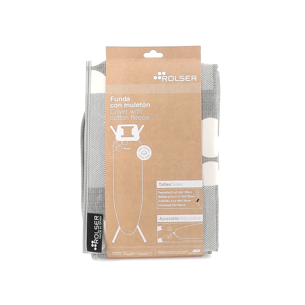Funda tabla de planchar Muleton 130 x 48 Rolser - Gris Gris-1