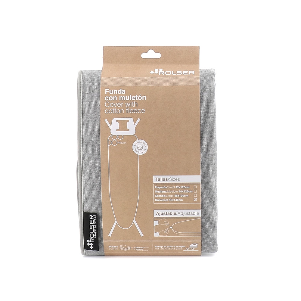 Imagen 1 de Funda tabla de planchar Muleton universal 140 x 55 Rolser - Gris Gris