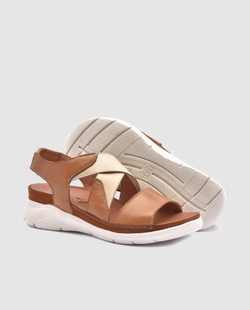 Sandalias de cuña de mujer de piel en marrón claro ancho especial · Mr. Mac  Shoes · El Corte Inglés