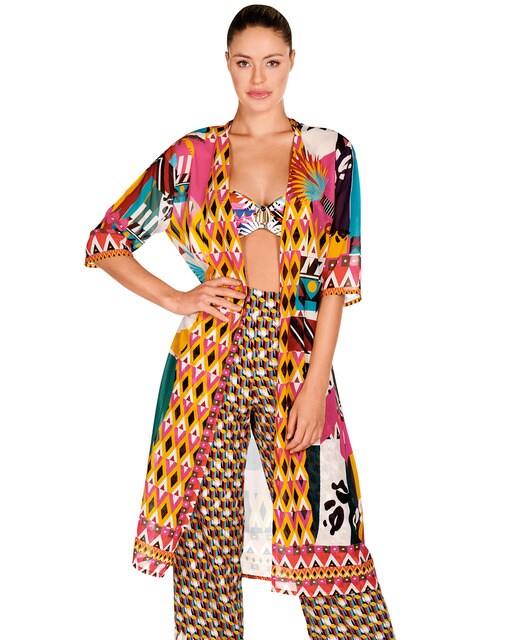 Vestido de mujer corto de la colección Pasarela con estampado posicionado ·  Dolores Cortés · El Corte Inglés