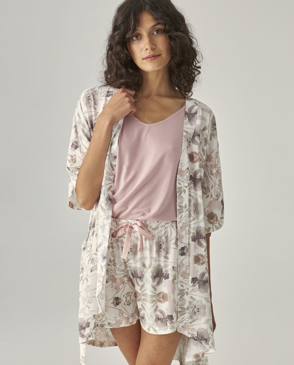 Bata de mujer tipo kimono con estampado de flores · J\u0026J Brothers · El Corte  Inglés