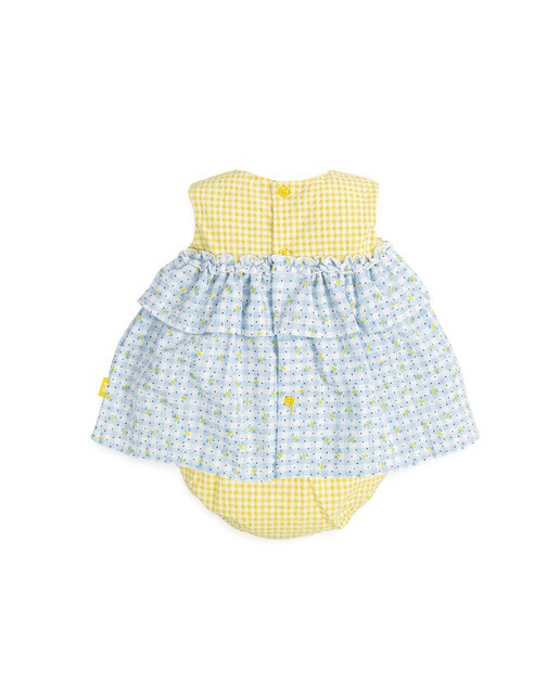 Vestido de bebé niña con braguita en color amarillo combinado a cuadros ·  Tutto Piccolo · El Corte Inglés