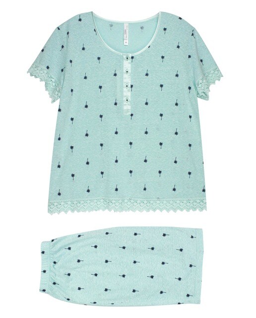 Pijama corto de mujer con estampado de palmeras · Lohe · El Corte Inglés