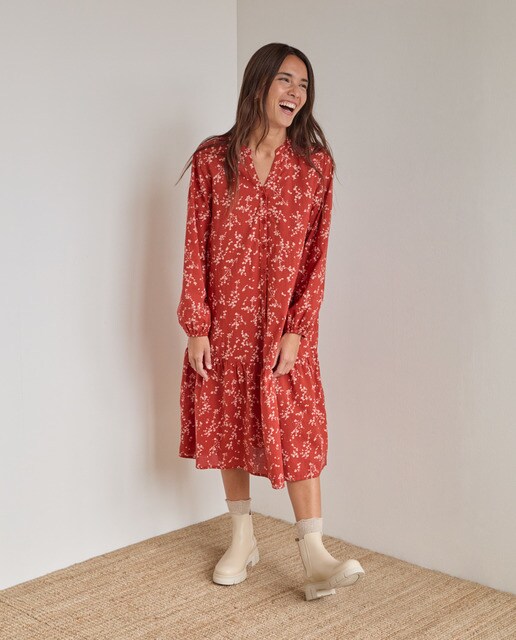 Vestido midi de popelín con estampado floral · Yerse · El Corte Inglés